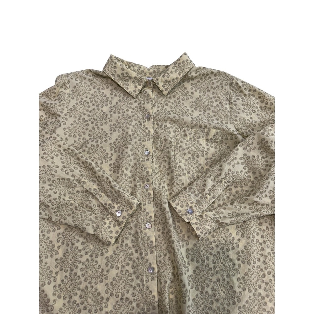 J. Jill Embroidered Button Down Shirt Womens Green Large, Floral Paisley Cotton - Picture 5 of 8
